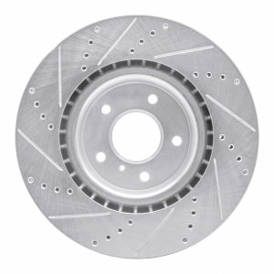 Infiniti G35 Brake Rotor (1) - Front Right - R1 Concepts - Drilled & Slotted - Silver - `03-`08